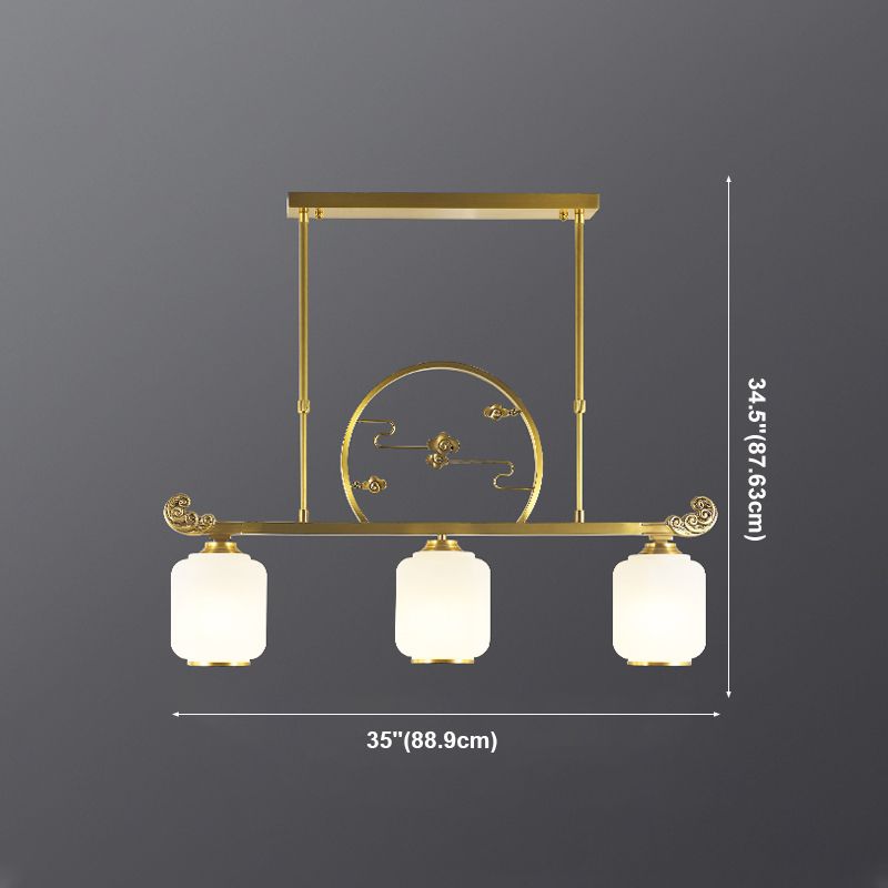 Geometrische Inselbeleuchtung zeitgenössische 3 leichte Kücheninselbeleuchtung mit Glasschatten