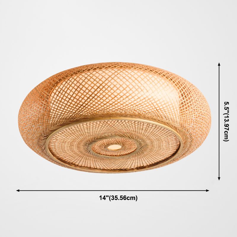 Simple Flush Mount Ceiling Light Fixtures LED Ceiling Lamp with Bamboo Shade