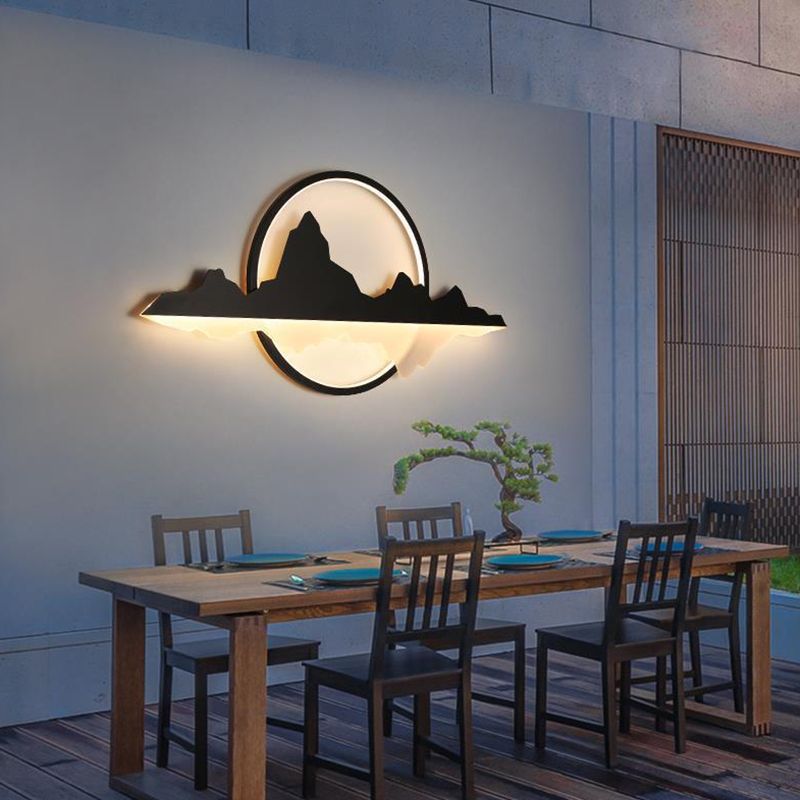 Modern Unique Shape Wall Sconce Lighting Metal Wall Sconce in Black Finish