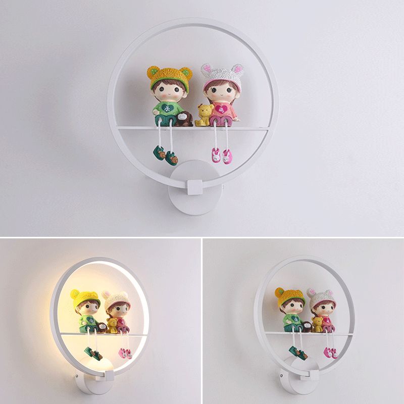 Modern Simple Metal Wall Light Circle Shape Wall Lamp with Silica Gel Shade for Bedroom