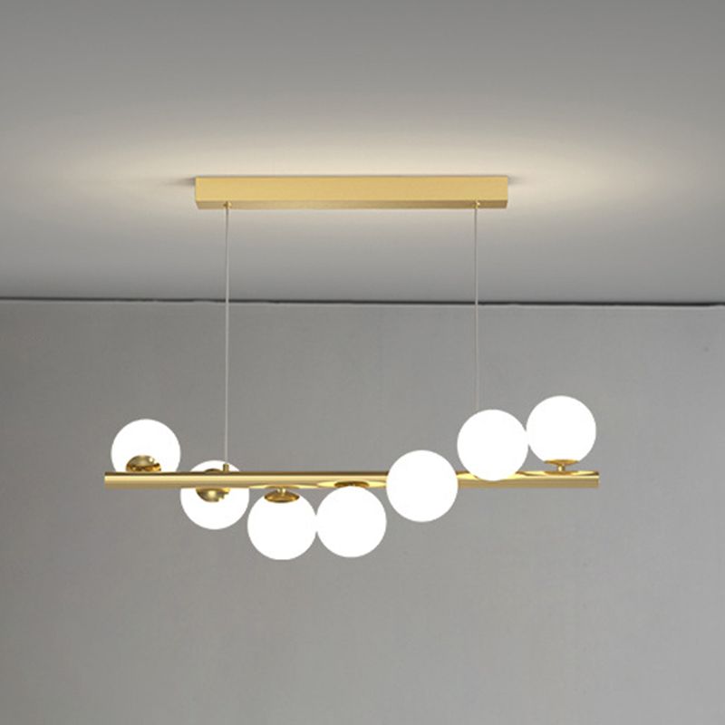Ball Shape Glass Island Chandelier Modern Style Multi Lights Island Ceiling Light in Gold
