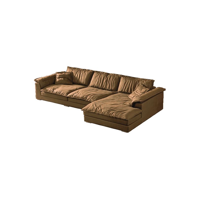 Modern Faux Leather Brown Sofa Pillow Top Arm Cushions Sofa & Chaise