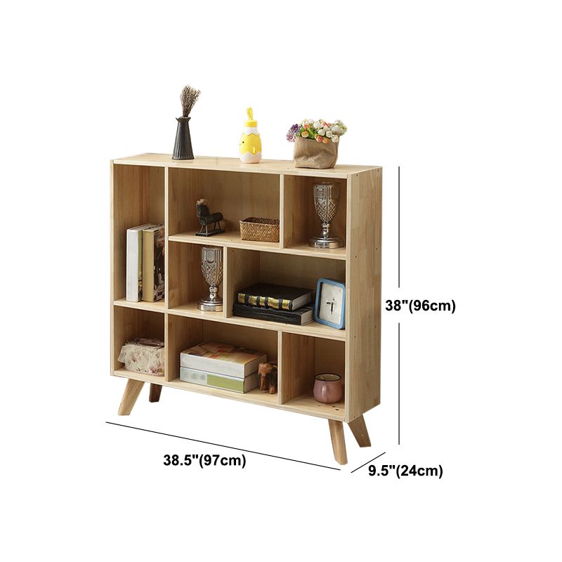 Natural Colour Wooden Standard Bookcase Contemporary Closed Back Bookshelf