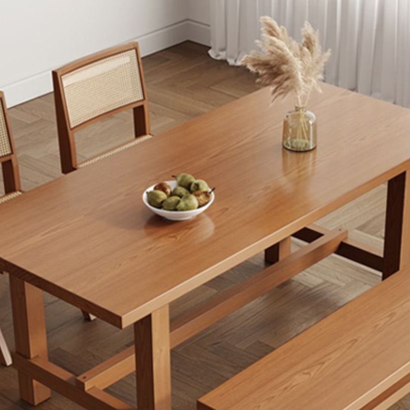 Mesa de comedor de madera sólida Mesa rectangular moderna con base de caballete