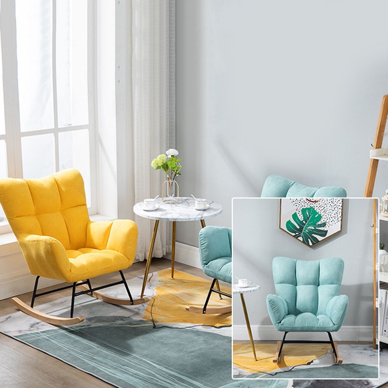 Modern Upholstered Rocking Chair Wingback Rocker Chair for Living Room