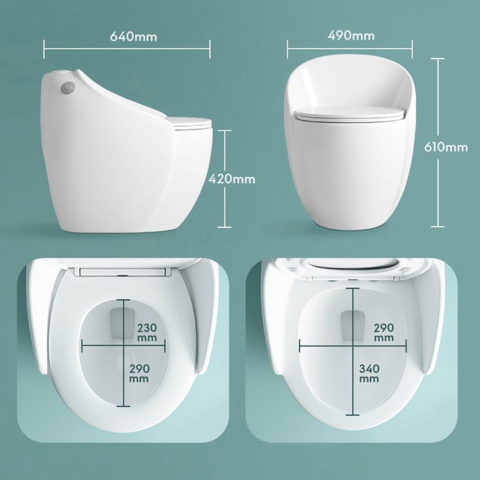 1-Piece Flush Toilet 1.2/1.6 GPF Elongated Toilet Bowl for Bathroom