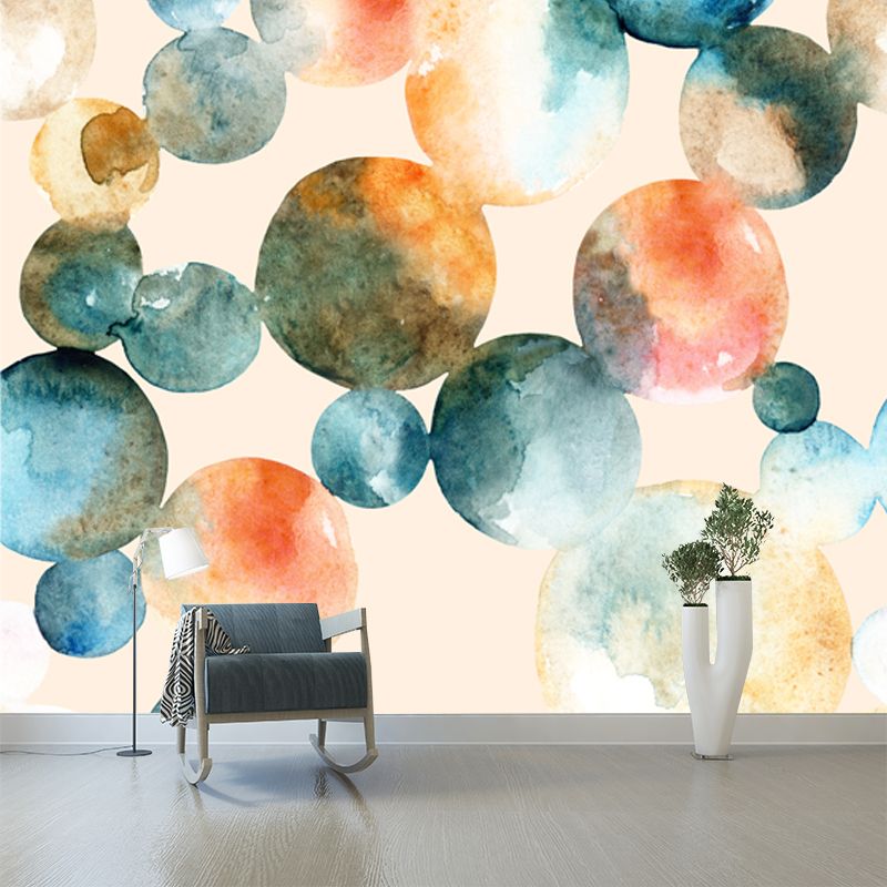 Modern Art Circles Drawing Mural for Bedroom Personalized Size Wall Art in Yellow