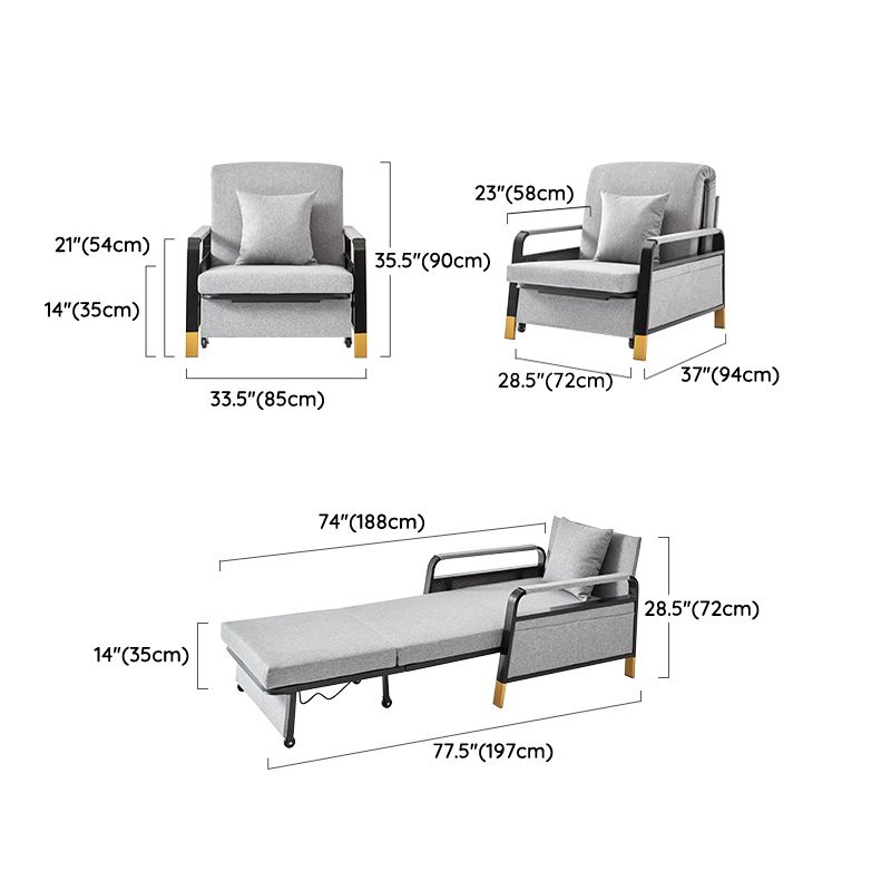 Convertible Bed Sofa with Storage Square Arms Cushion Back Bed Sofa