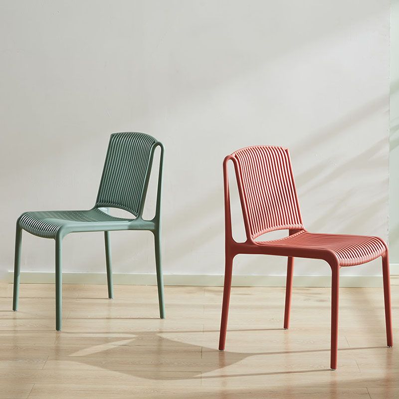 Silla sin brazos de comedor de plástico de estilo contemporáneo, respaldo abierto, sillas laterales para el hogar
