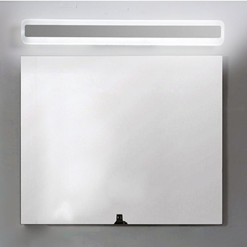 Metal Linear Shade Wall Sconce Modern Style 1-Light Mirror Wall Lighting Fixture in White