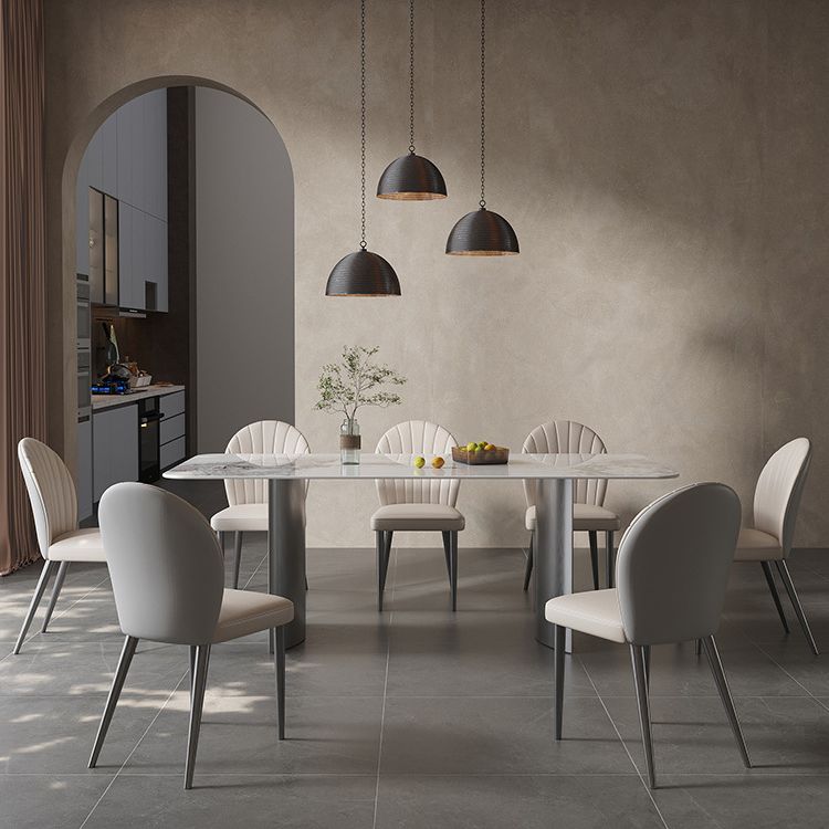 Contemporary Side Chair Metal Solid Back Dining Room Chair for Indoor