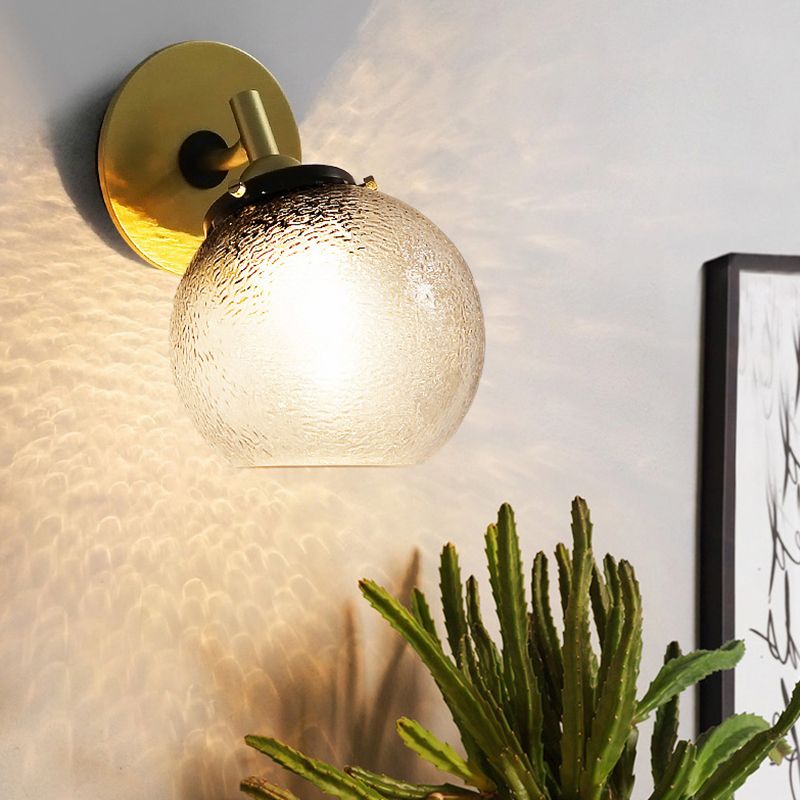 Water Glass Exposed Ball Wall Sconce Minimal 1 Light Living Room Wall Mounted Lamp in Gold