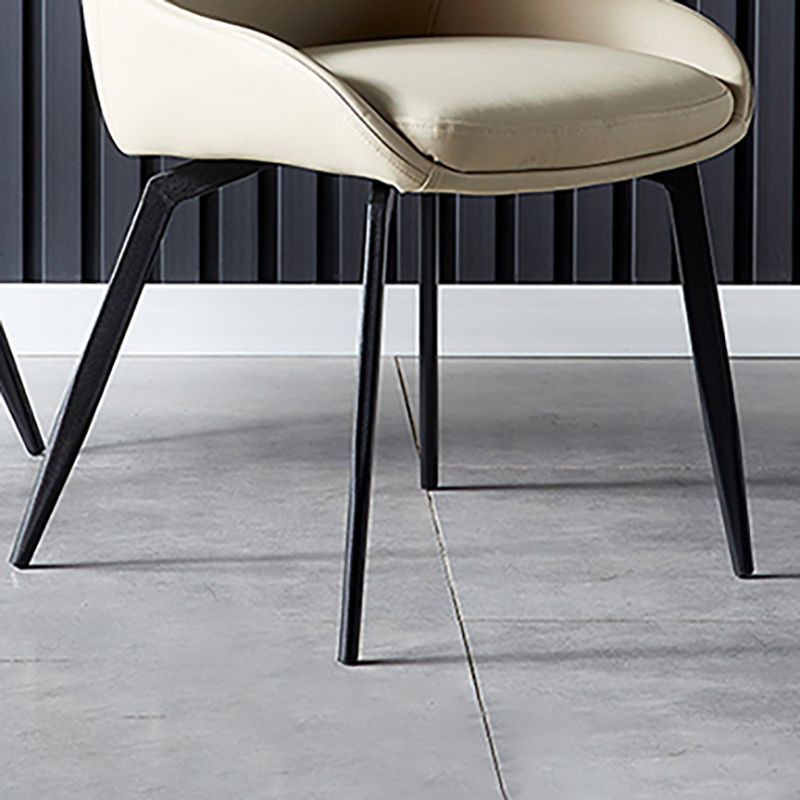 Silla lateral de comedor con respaldo sólido y brazo industrial, silla lateral de comedor de cuero