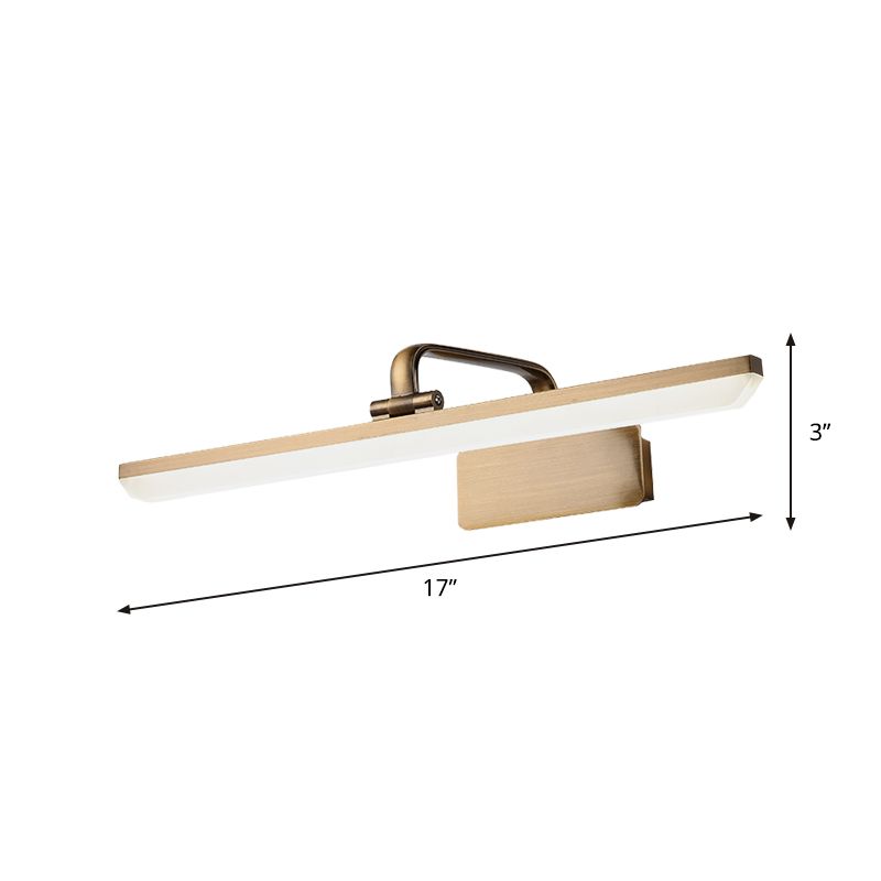 Contemporary LED Vanity Sconce Light with Acrylic Shade Brass Streamlined Wall Lighting Idea