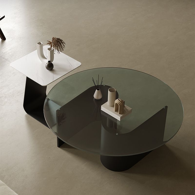 Contemporary Cocktail Table Glass Pedestal Coffee Cocktail Table