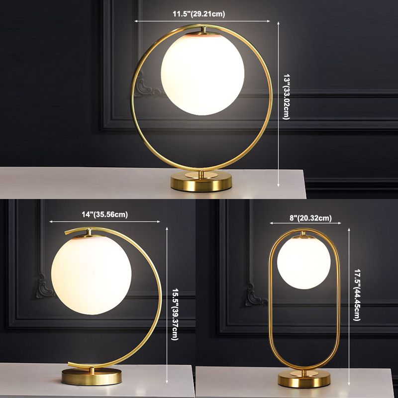 Modern Night Table Lamps 1-Light Bedroom Globe Nightstand Lights with White Glass Shade