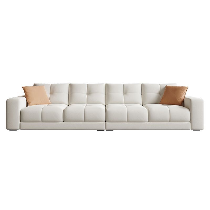 29.52" Tall Square Arm Sofa with Pillows Modern White Tufted Sofa