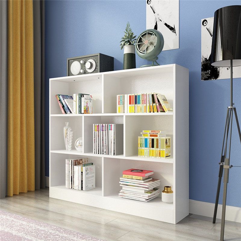 Closed Back Wooden Bookcase Matter Finish Modern Standard Bookshelf