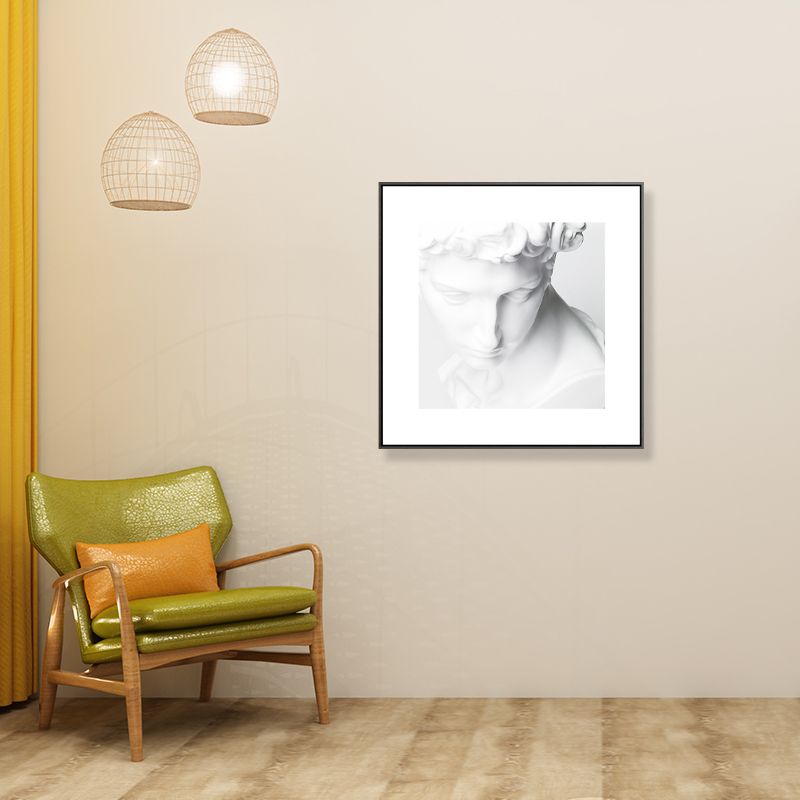 Minimalist Ancient Human Sculpture Canvas Light Color Textured Wall Art for Home