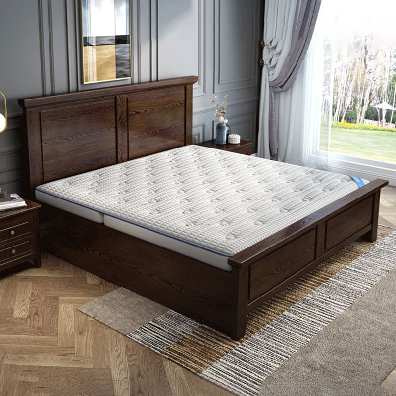 Espresso Mid-Century Modern Standard Bed Ash Bed Frame with Headboard