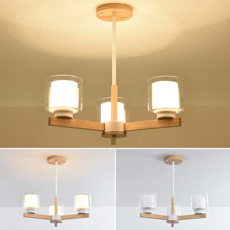 Lampade per lampadario moderno cilindri kit di luce sospesa in legno per soggiorno