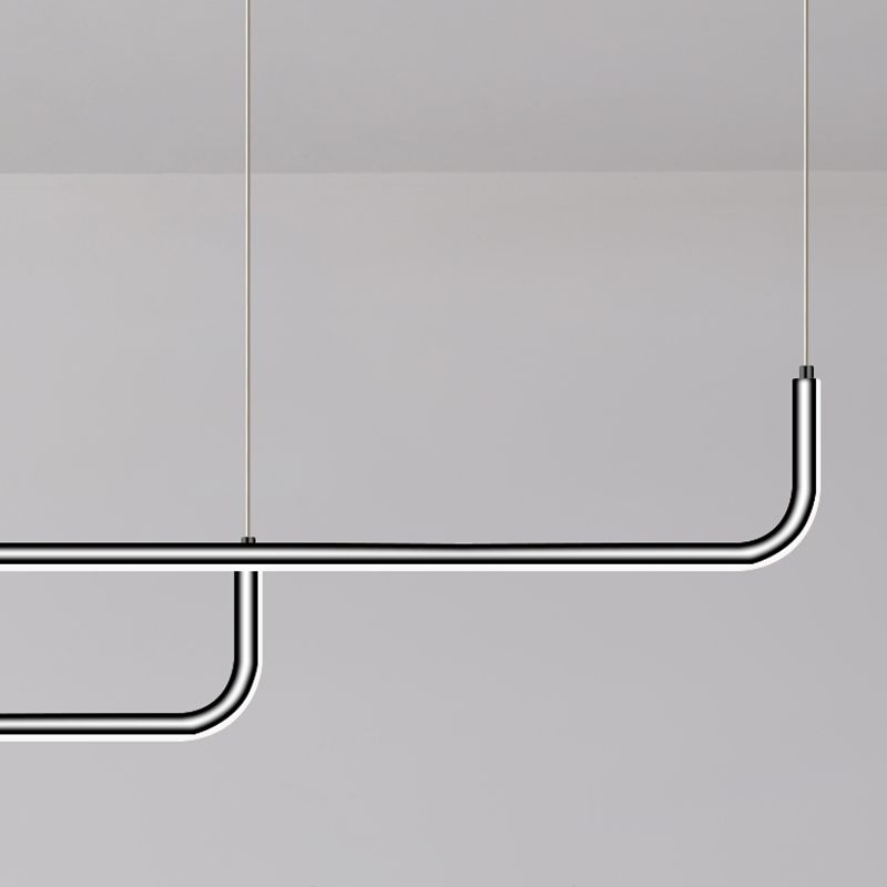 Idées d'éclairage d'île linéaire de forme moderne pendentifs îles métalliques en noir