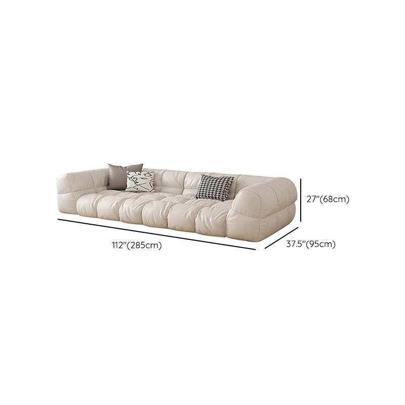 Modern Simple Square Arm Sofa & Chaise in White Biscuit Back Sectional Sofa