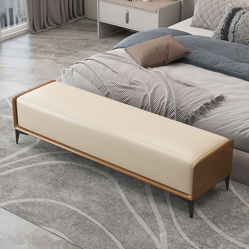 Rectangle Bedroom Bench Modern Seating Bench with Upholstered and Metal Legs