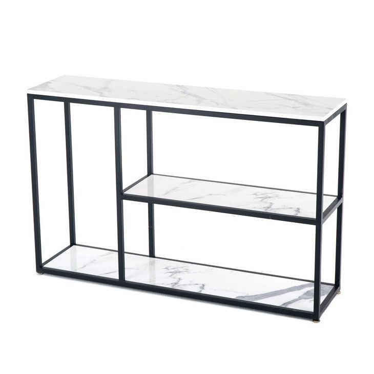 Contemporary Console Accent Table Antique Finish Console Sofa Table with Shelf