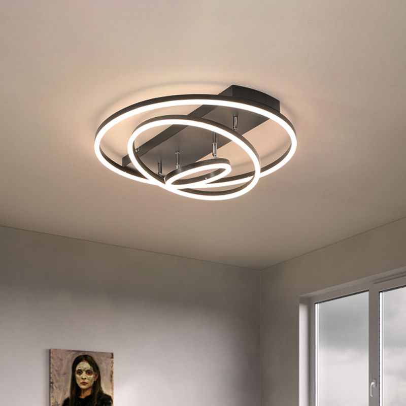 Plafonnier LED moderne à 3/5 niveaux en métal pour chambre à coucher, semi-encastré rotatif, noir/or