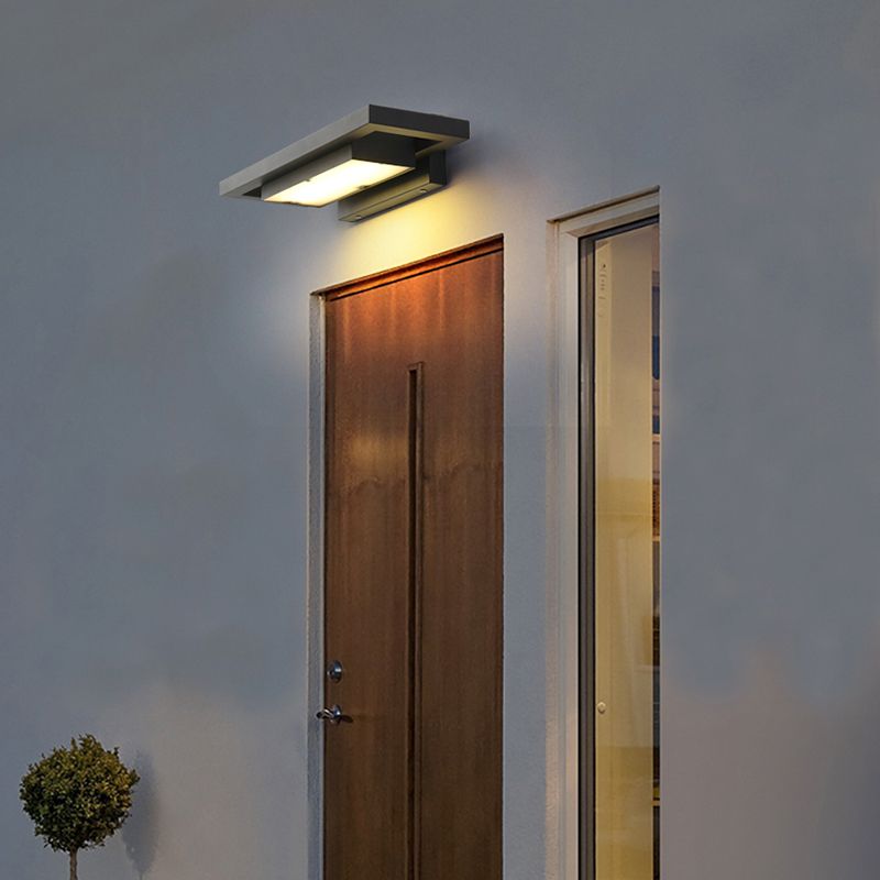 Contemporary Wall Sconce Rectangular Outdoor Wall Light Fixture with Stainless Steel