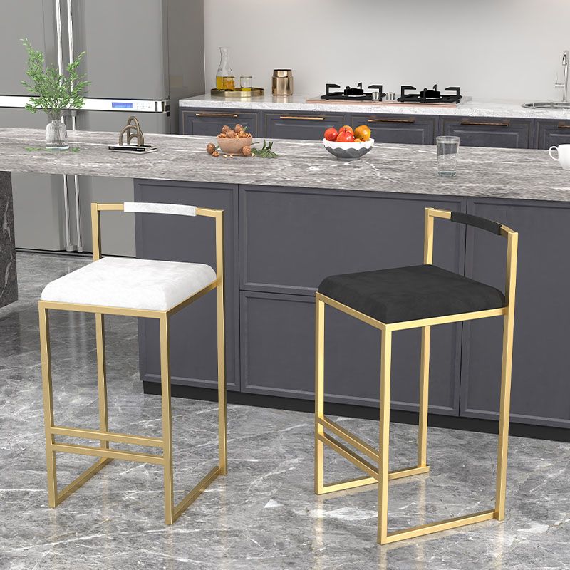 Glam Taburete de Bar con Respaldo sin Brazos, Taburete de Bar de Hierro para Sala de Estar con cojín de Terciopelo, 1 Pieza