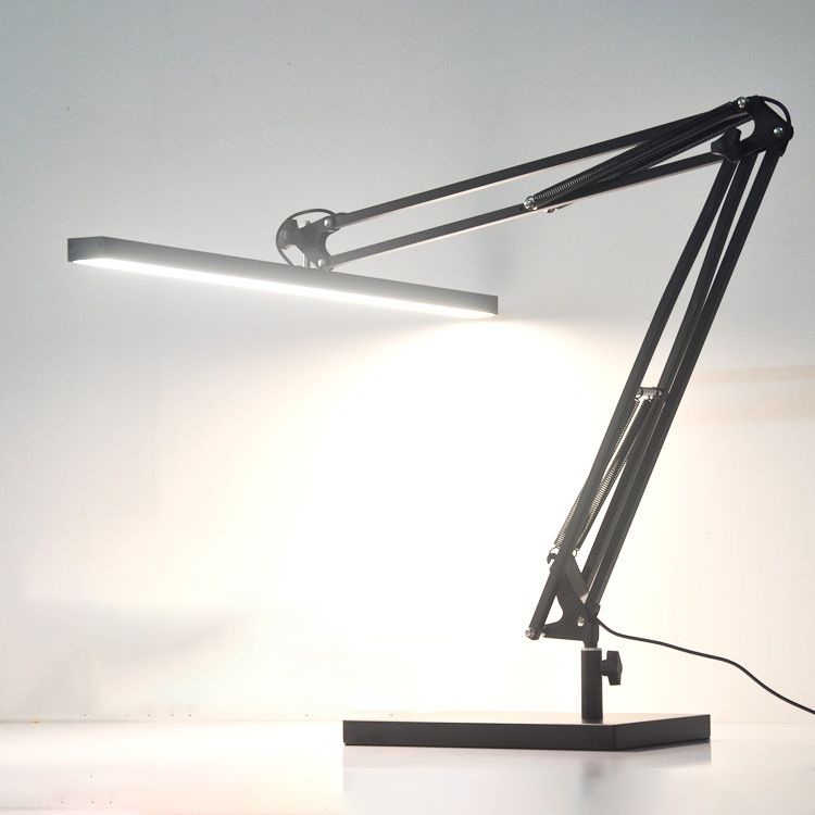 Linear Night Table Lamp Modern Style Metal 1 Light Nightstand Lamp in Black