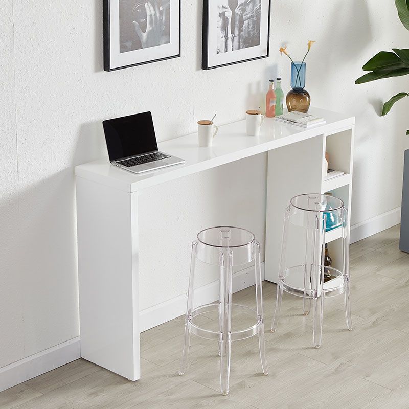 Eigentijdse bar eettafel rechthoek houten balk tafel met planken in wit