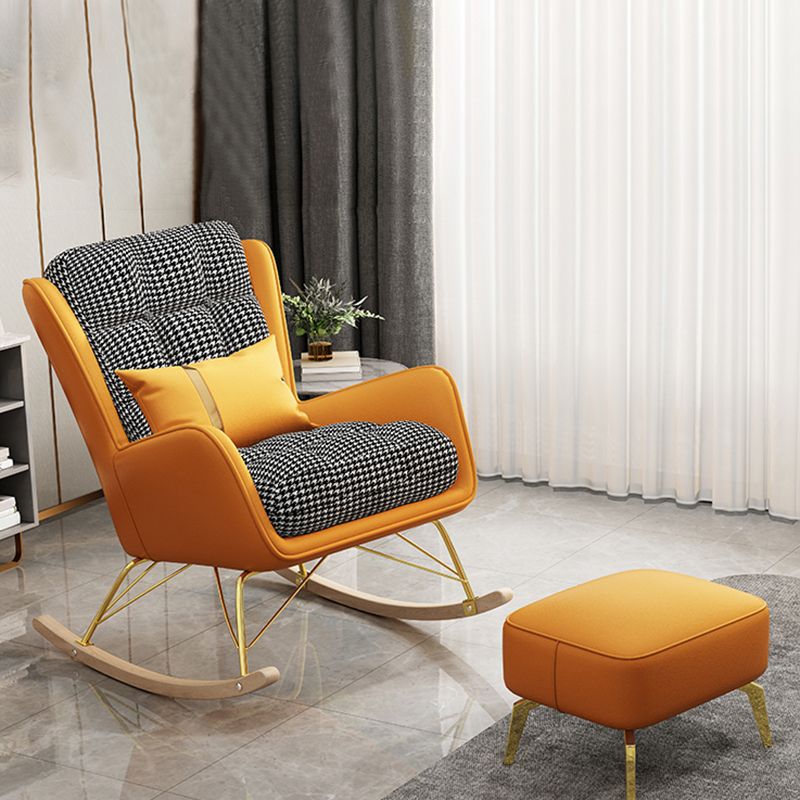 Gorgeous Faux Leather Rocking Chair Wingback Rocker Chair for Living Room (Without Pillow)