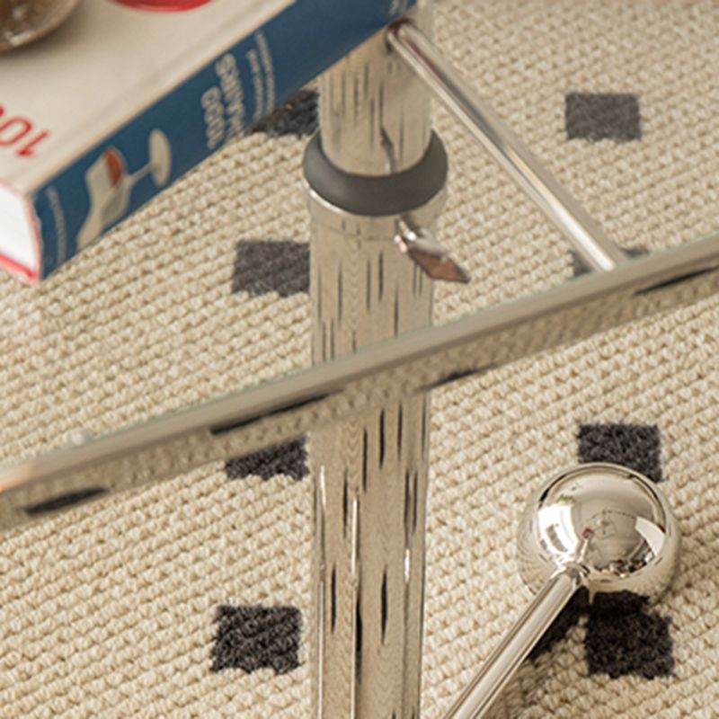 23.6" W Clear Glass End Table Pedestal Stainless Steel Side Table with Adjustable Height