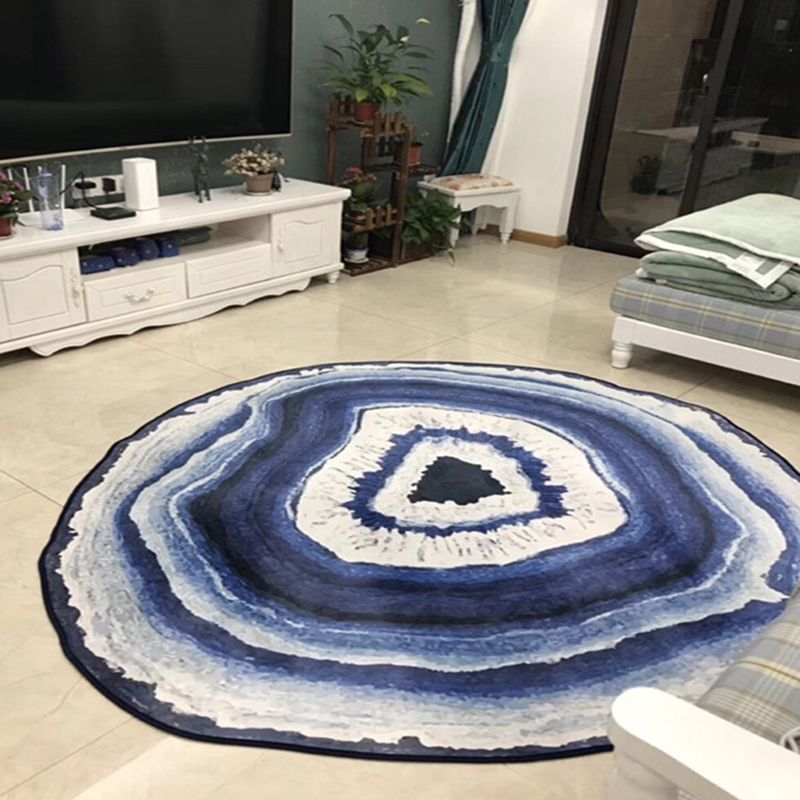 Tapis d'intérieur rond Simple de couleur unie, en Polyester, imprimé de plantes, avec support antidérapant, pour la décoration de la maison
