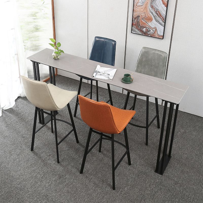 Industrial Style Rectangle Bar Table Stone Sled Base Bar Dining Table