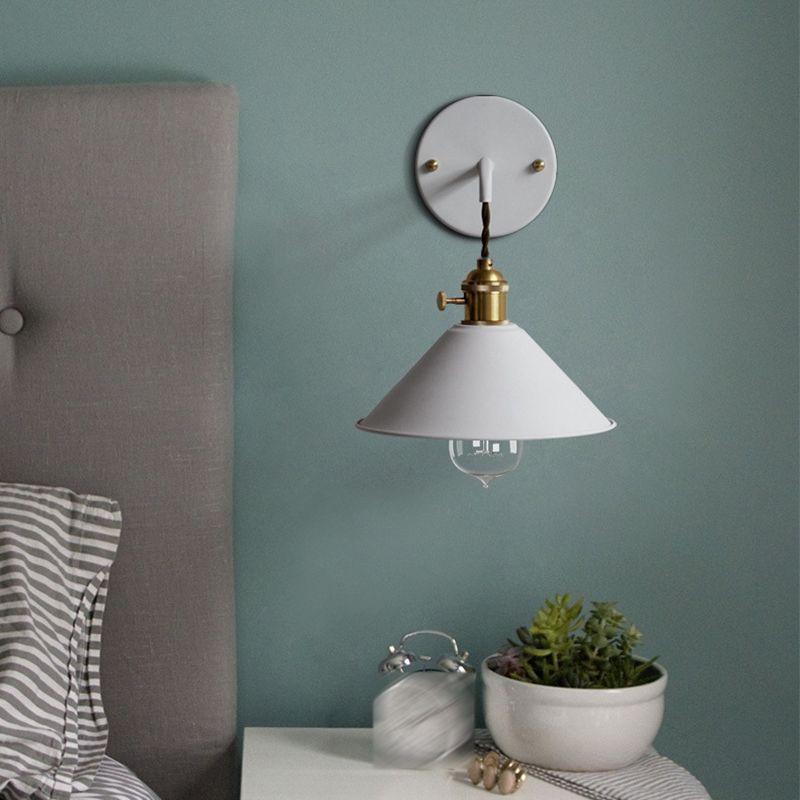 Cone Shaded Wall Light Industrial Polish Finish Lighting for Living Room