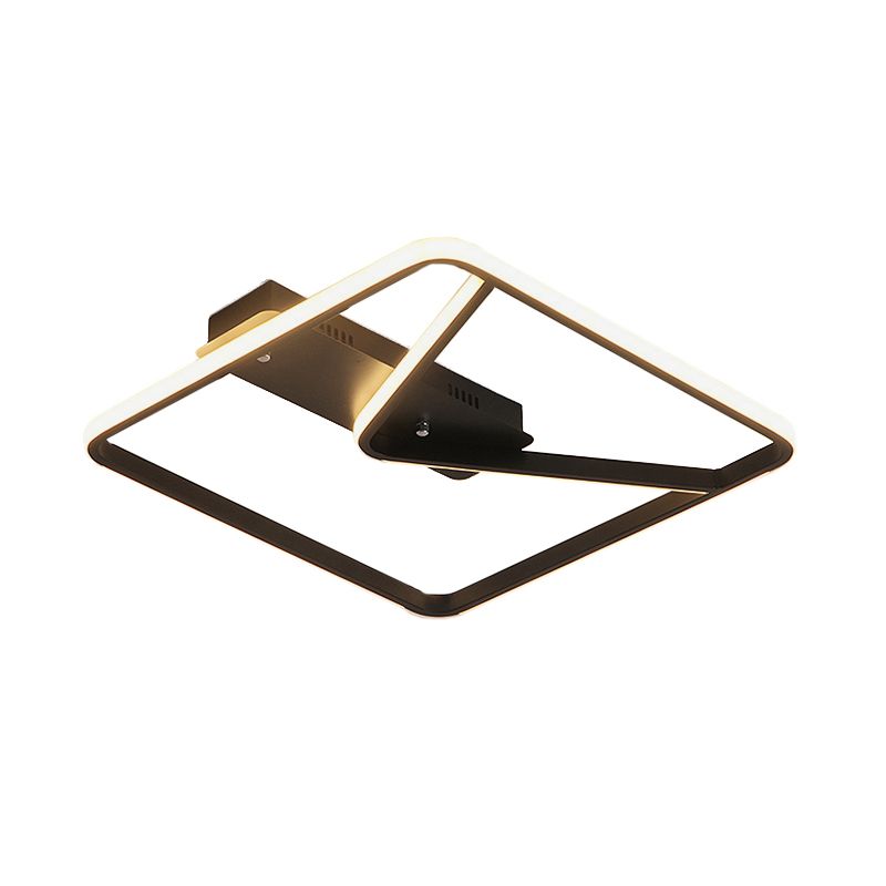 18 "/23.5" W LED-Schlafzimmer Deckenbeleuchtung Schlichtheit Schwarz Flush Mount mit Square Aluminium Rahmen in Warm/Weißes Licht