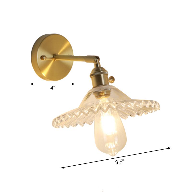 1 Libretto di funce di vetro chiaro chiaro in ottone industriale smerlato da soggiorno illuminazione