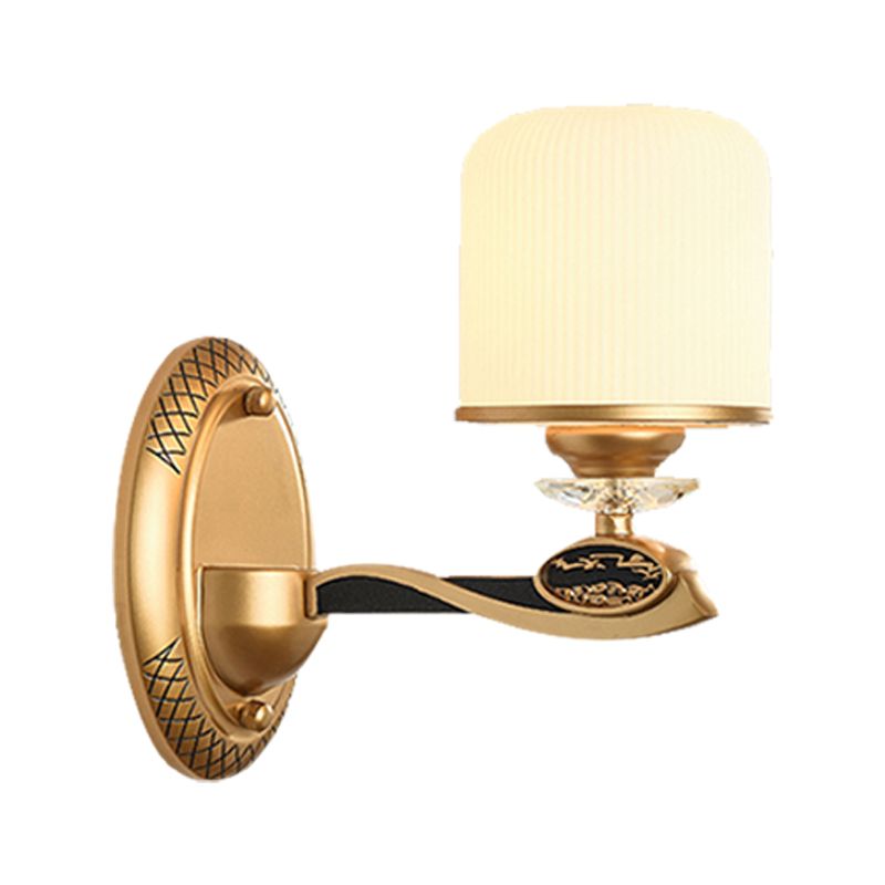 Illuminazione a parete cilindri oro in stile retrò in vetro a coste 1/2 lampadine da letto con parete da letto funce luce