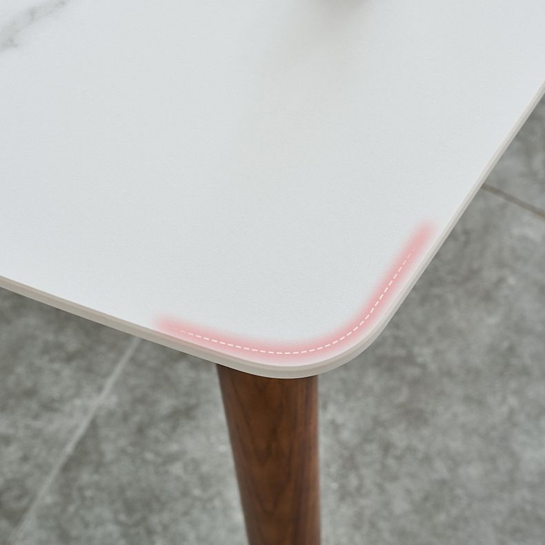 Modern Rectangle Sintered Stone Dining Table with Wooden Base White Dining Table for Restaurant