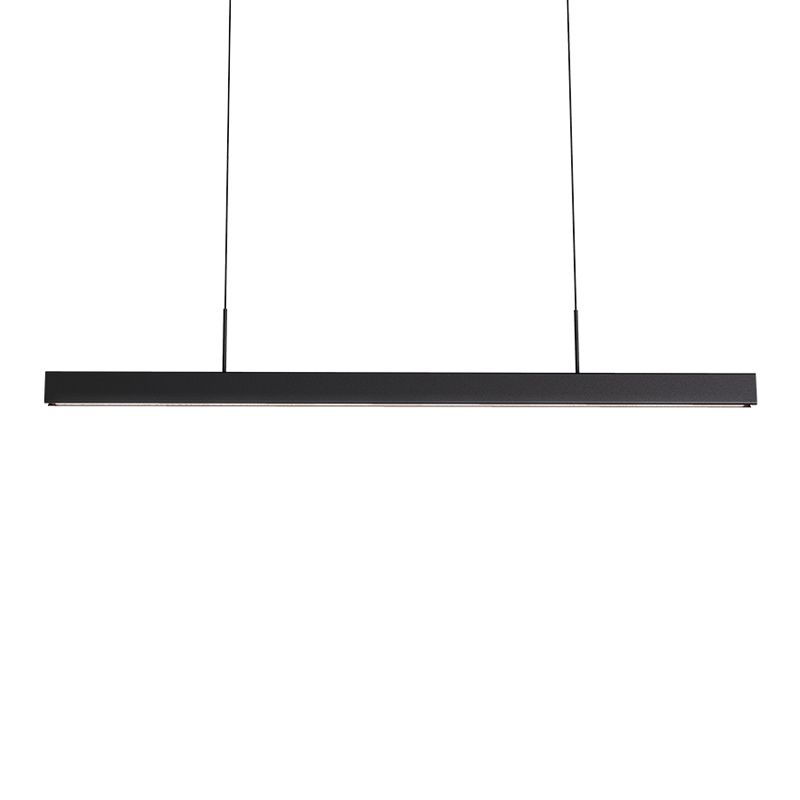 Black Metal Island Lights Modern Linear Restaurant LED Suspension Lamps with Acrylic Shade