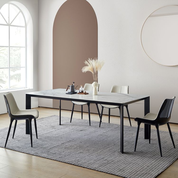 Rectangle Stone Dining Table Contemporary Metal 4 Legs Dining Table