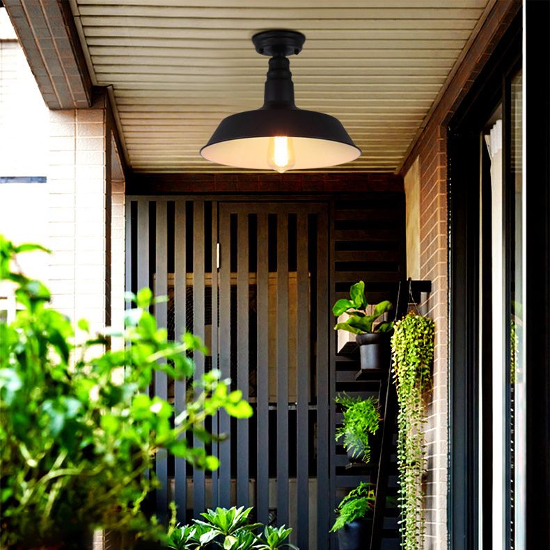 Plafonnier en fer de style industriel, 1 ampoule, plafonnier noir/marron