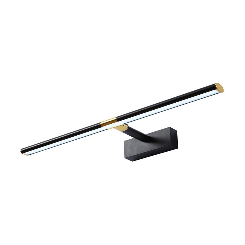 Single Light Linear Shade Wall Sconce Modern Style Metal Mirror Wall Lighting in Black