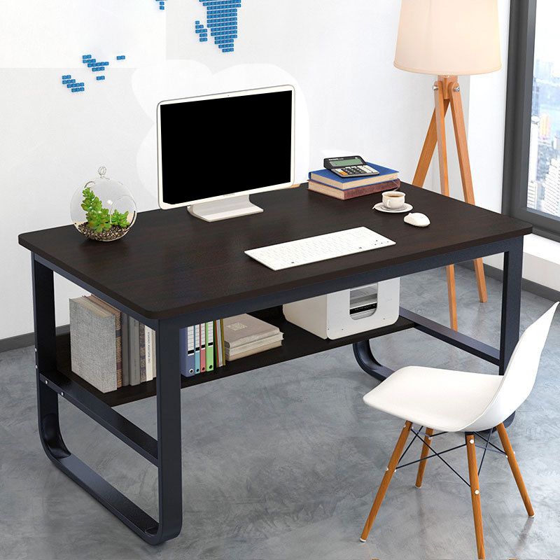 Metal and Wooden Writing Desk Rectangular Office Desk for Bedroom