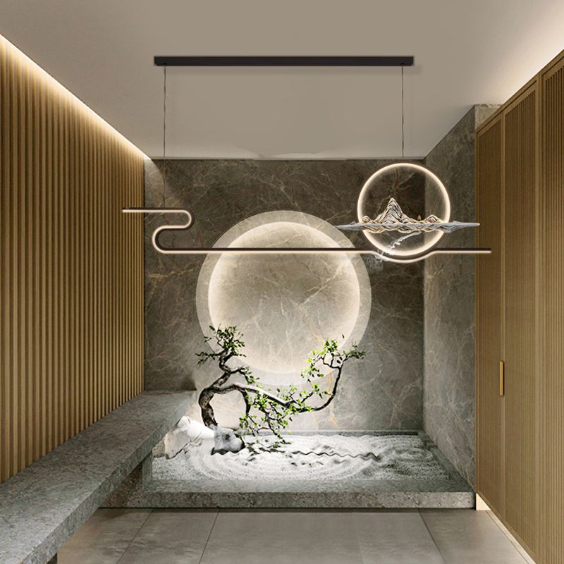 Linear de la iluminación de la isla Linencia colgante de 2 luces de metal moderno