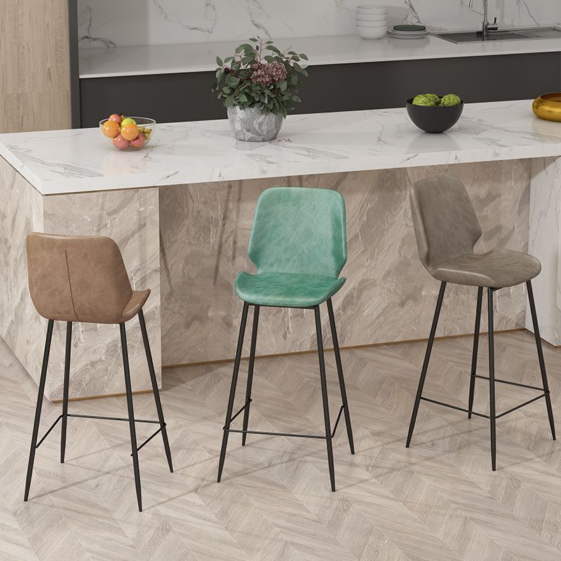 Contemporary Leather Counter Stool Armless Stool with Metal Legs